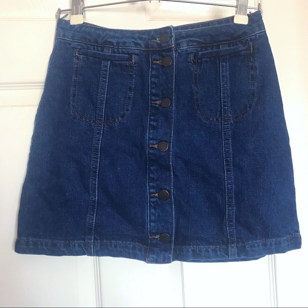 TOPSHOP Button front denim skirt